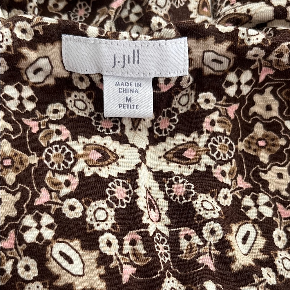 J.Jill Sleeveless Brown and Cream Patterned Maxi Dress - Picture 10 of 16